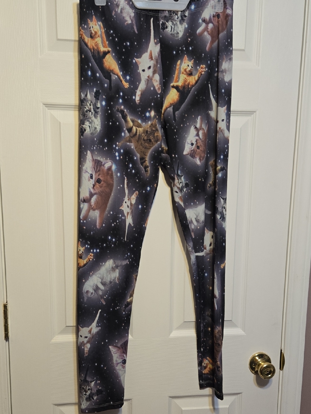 Freeze Black Galaxy Cat Print Leggings